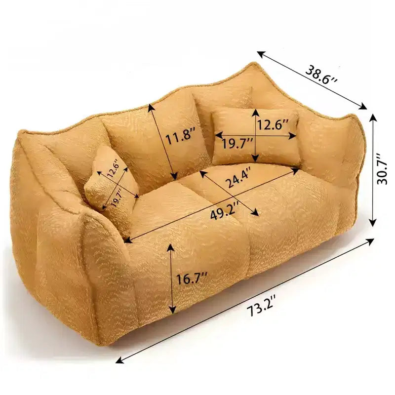 Bean Bag Chair with Foam Fill, 2-Seat Lounge Sofa with Armrest