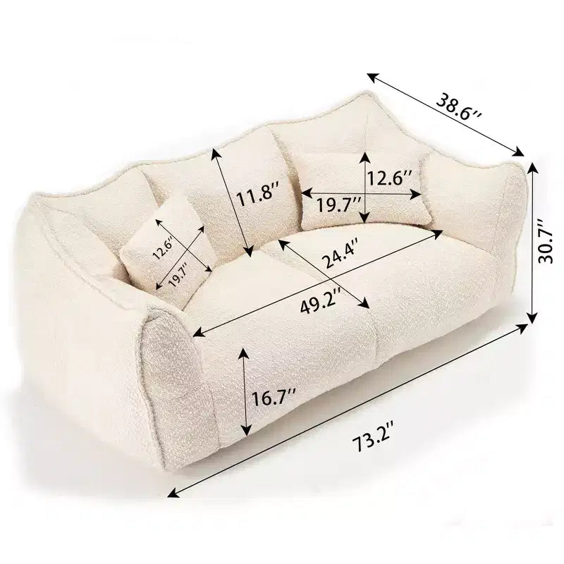 Bean Bag Chair with Foam Fill, 2-Seat Lounge Sofa with Armrest