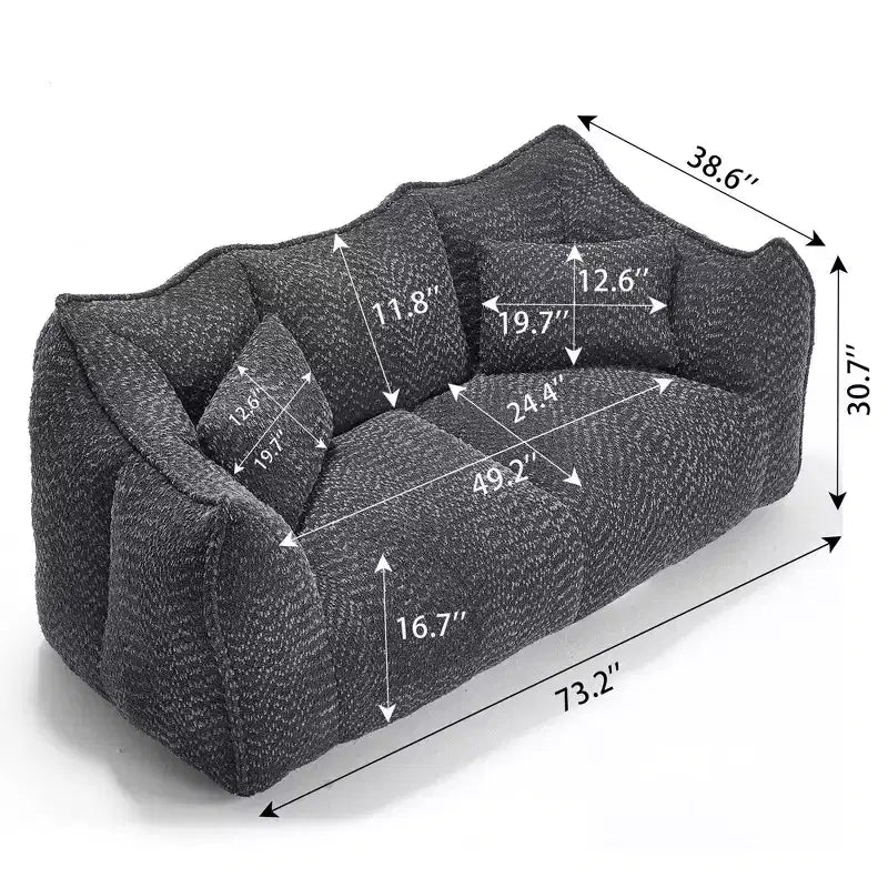 Bean Bag Chair with Foam Fill, 2-Seat Lounge Sofa with Armrest
