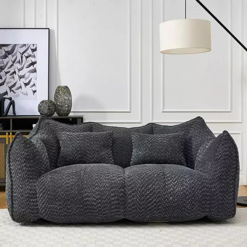 Bean Bag Chair with Foam Fill, 2-Seat Lounge Sofa with Armrest