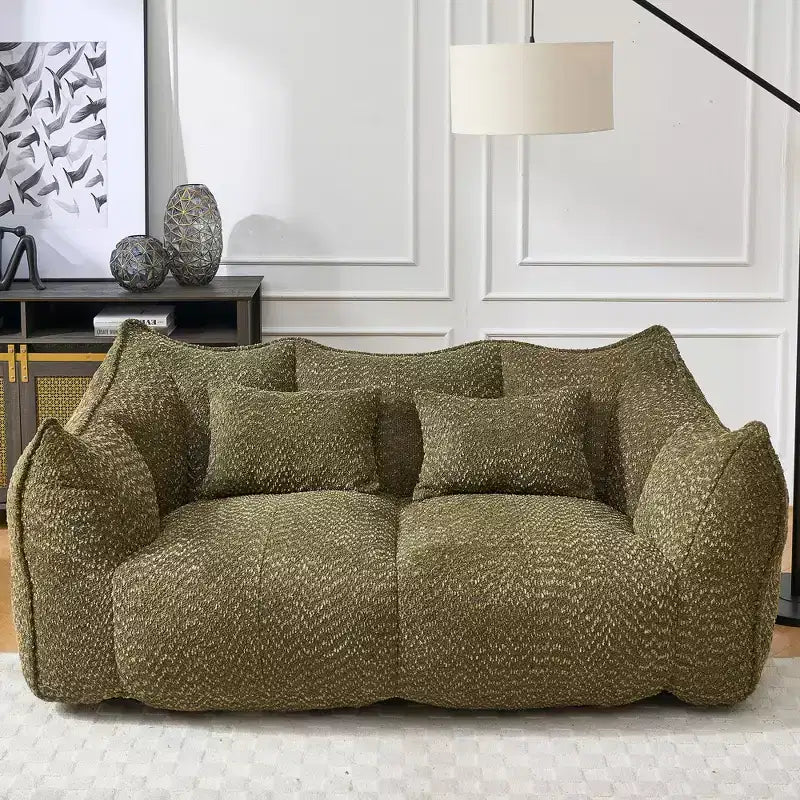 Bean Bag Chair with Foam Fill, 2-Seat Lounge Sofa with Armrest