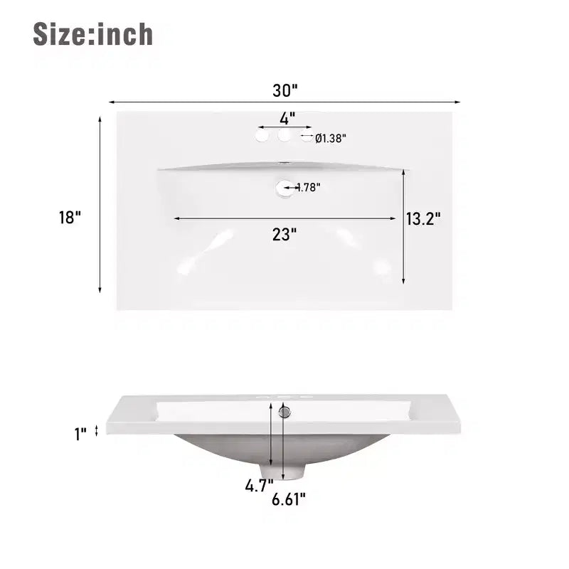 30 in. Bathroom Vanity with Undermount Ceramic Sink and Storage Cabinet
