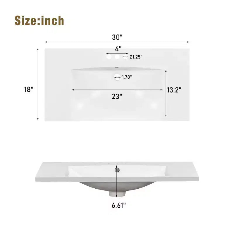 30 in. Bathroom Vanity with Undermount Ceramic Sink and Storage Cabinet