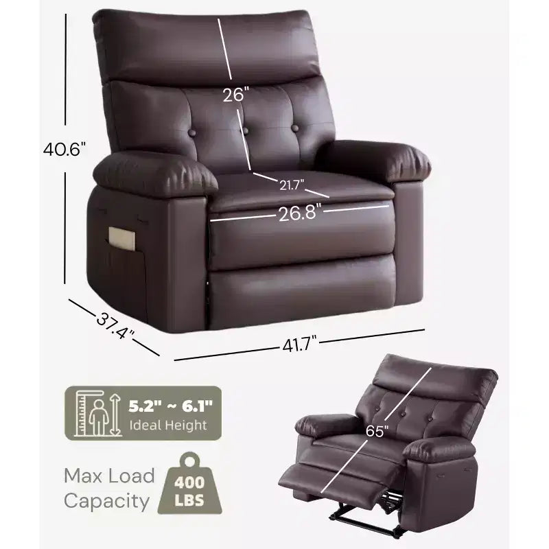 Manual Recliner Chair with Adjustable Backrest