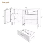 Mobile Credenza Buffet con Cassetti e Ante, 152 cm, MDF, Bianco o Nero
