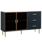 Mobile Credenza Buffet con Cassetti e Ante, 152 cm, MDF, Bianco o Nero
