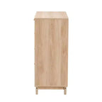 Cassettiera a 5 cassetti in legno e rattan marrone rovere