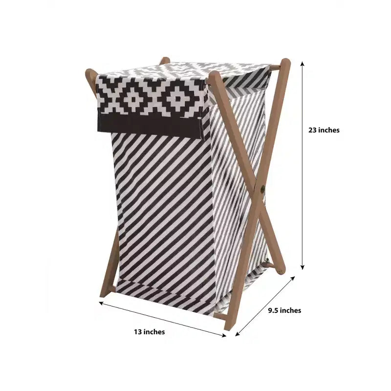 Cotton Laundry Hamper with Wooden Frame