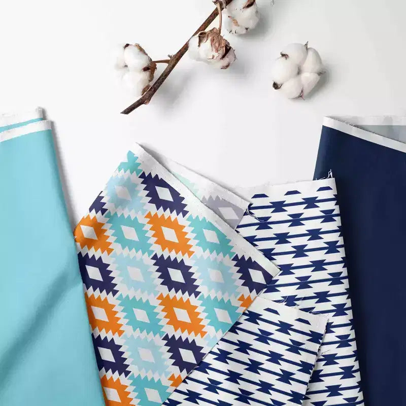 Kilim Print Collapsible Laundry Hamper – Aqua, Orange & Navy