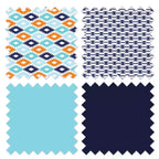 Cesto portabiancheria pieghevole motivo Kilim – Acquamarina, Arancione e Blu scuro