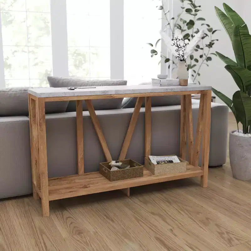 Modern Farmhouse Console Sofa Table with Lower Shelf