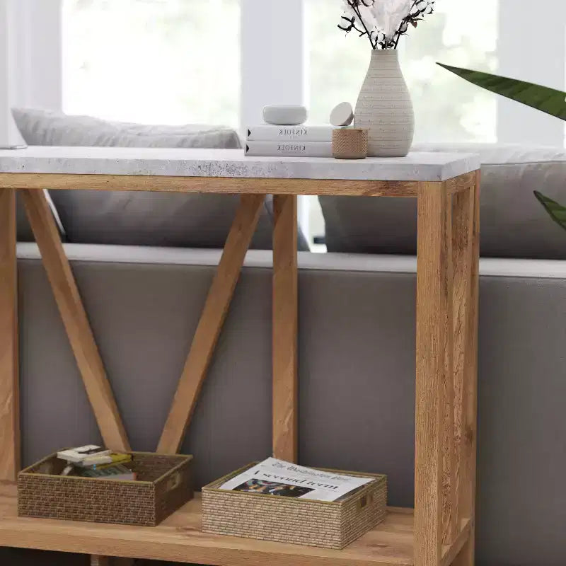 Modern Farmhouse Console Sofa Table with Lower Shelf
