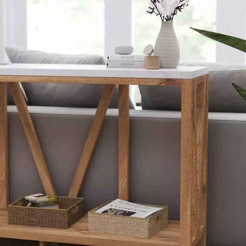 Modern Farmhouse Console Sofa Table with Lower Shelf