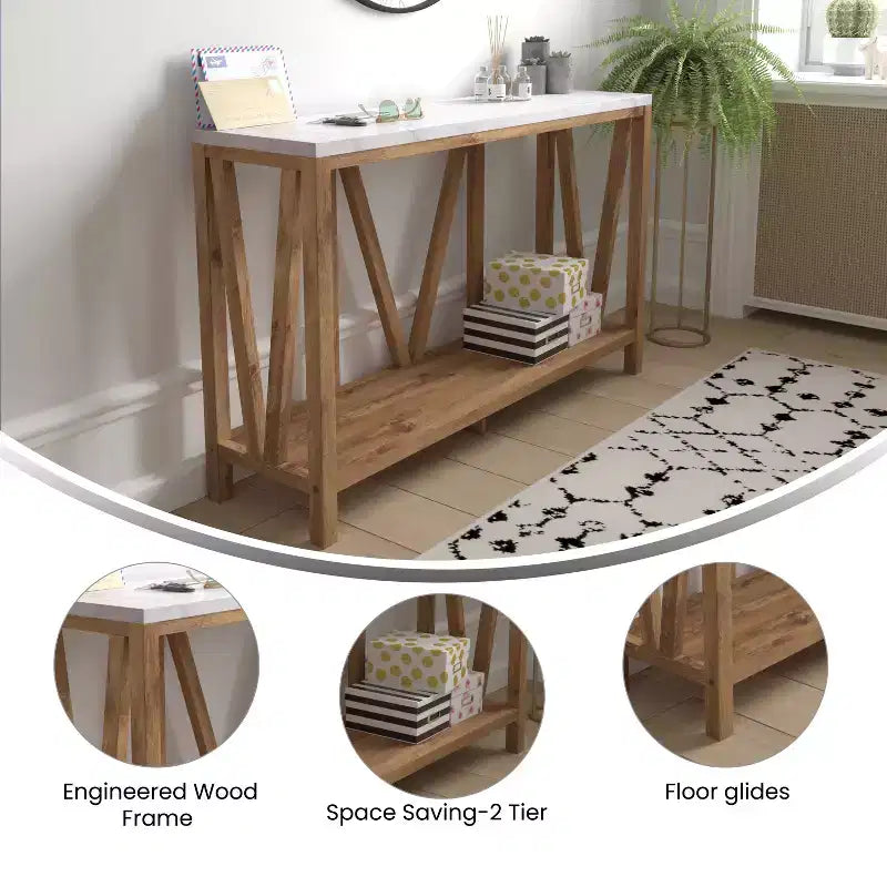 Modern Farmhouse Console Sofa Table with Lower Shelf