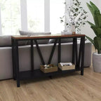 Consolle/Tavolo da divano in stile rustico moderno con ripiano inferiore