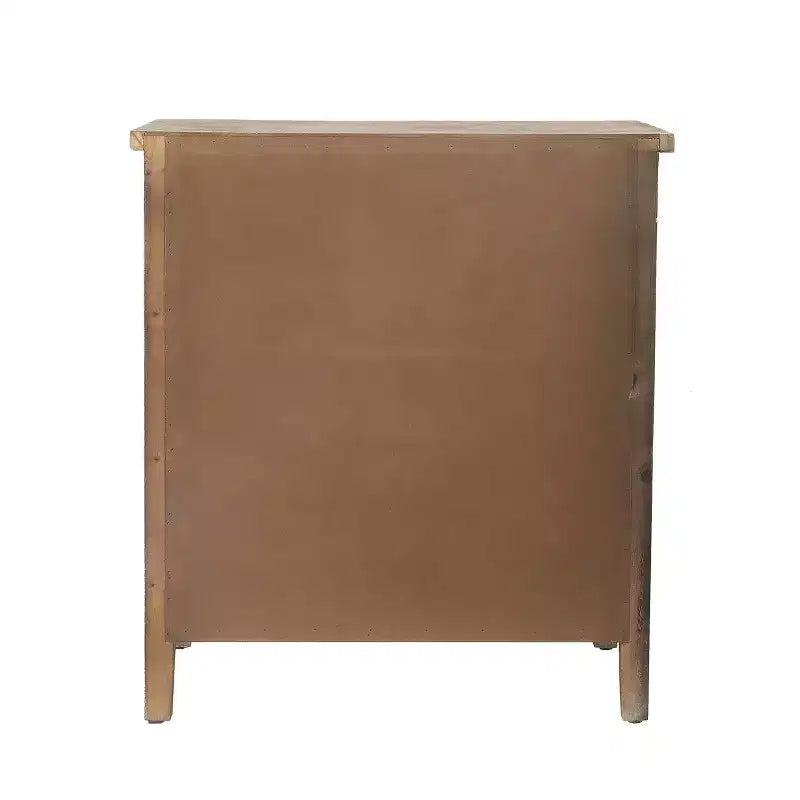 3-Drawer Accent Chest Table, Natural Wood & White Floral