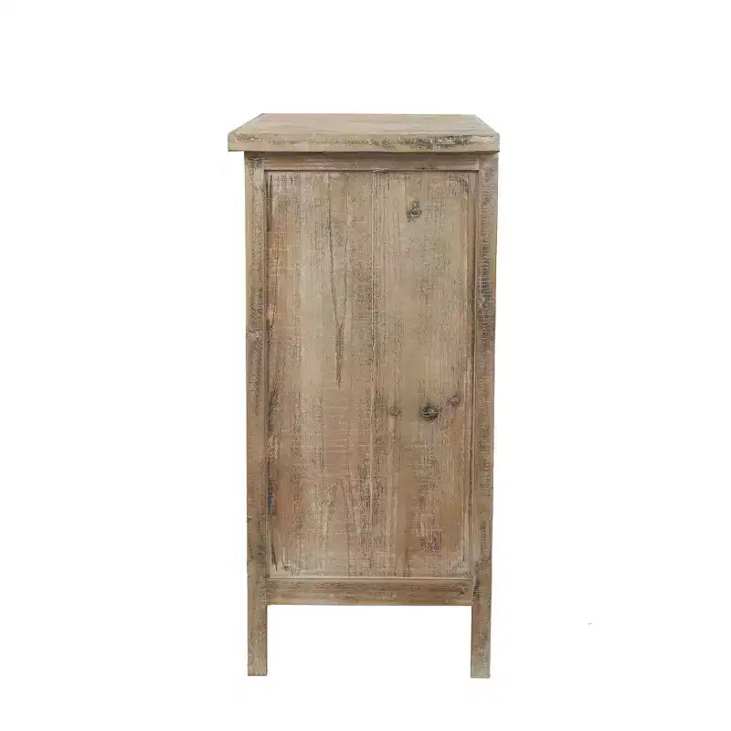3-Drawer Accent Chest Table, Natural Wood & White Floral