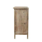 Cassettiera/Tavolino d'appoggio a 3 cassetti, Legno naturale e motivi floreali bianchi