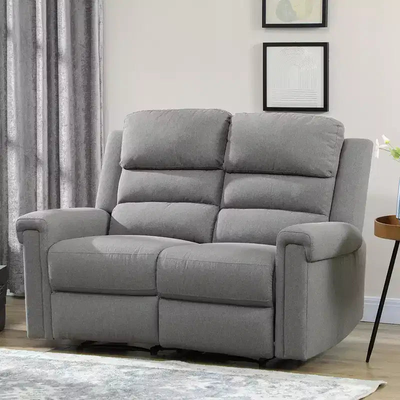 Modern Loveseat Recliner Sofa, 2-Seater Manual Reclining Couch with Thick Foam Padding