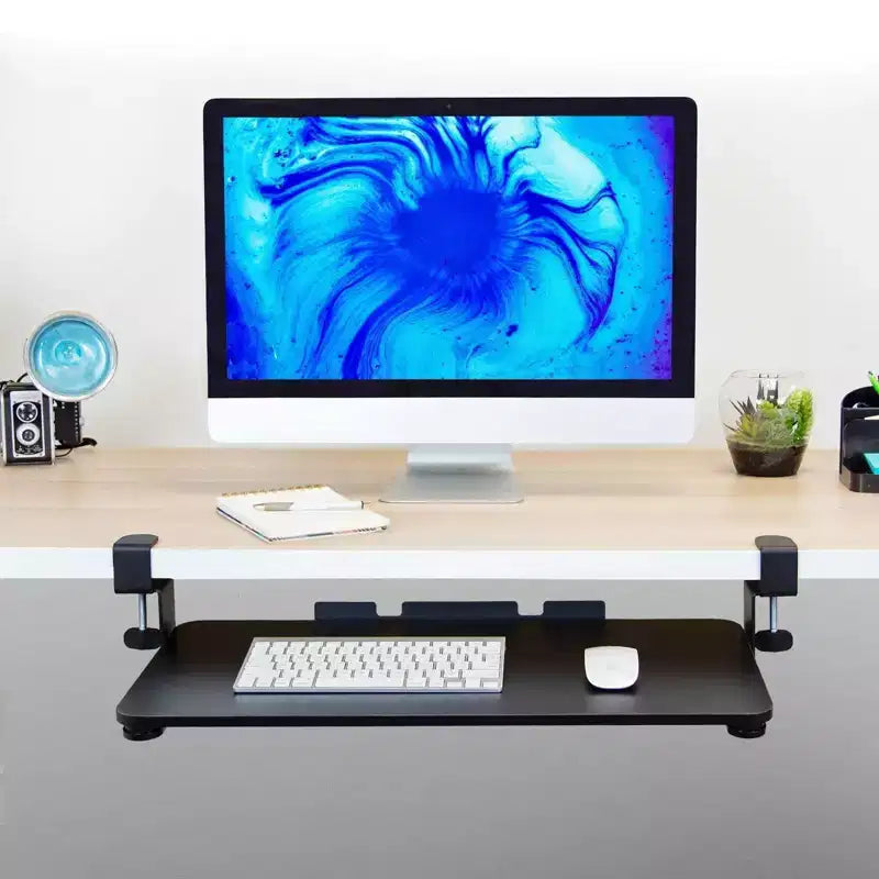 Clamp-On Under-Desk Keyboard Tray with Sliding Mouse Platform