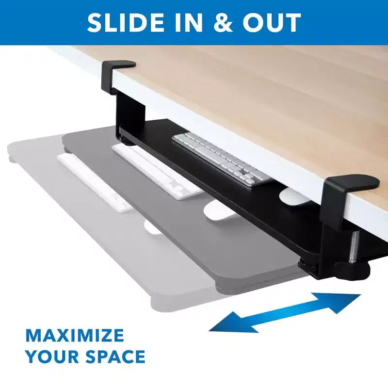 Clamp-On Under-Desk Keyboard Tray with Sliding Mouse Platform