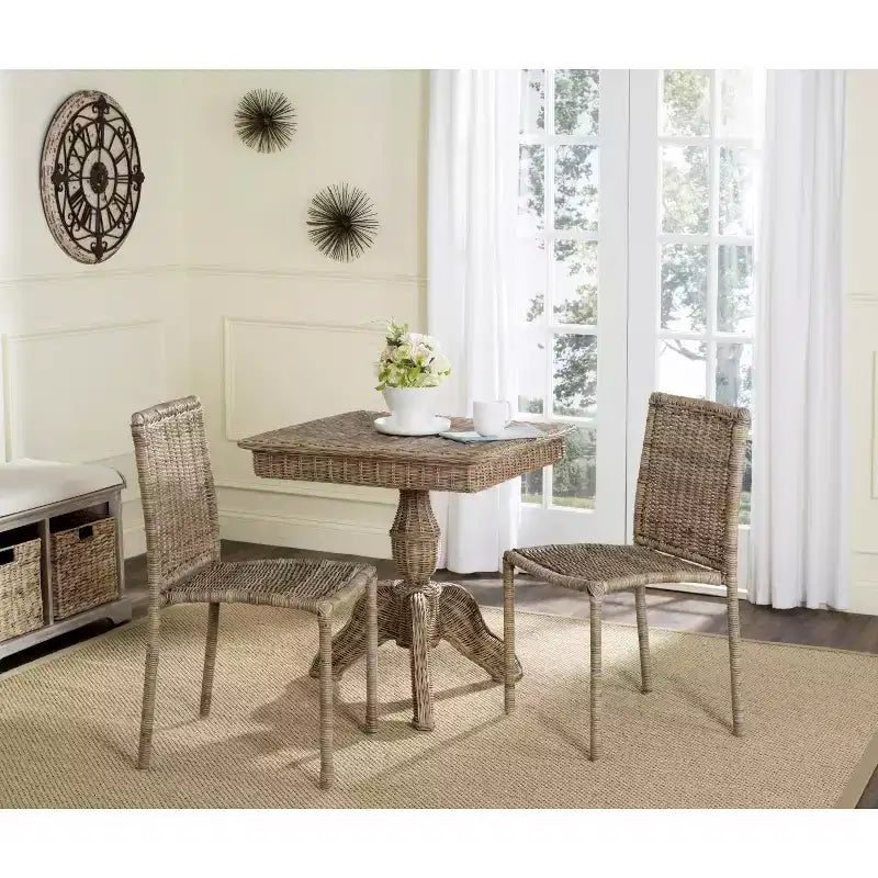 Rattan Armless Dining Chair, Set of 2 - Grey