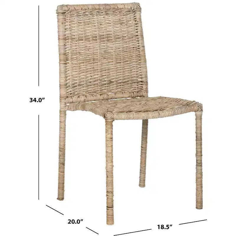 Rattan Armless Dining Chair, Set of 2 - Grey