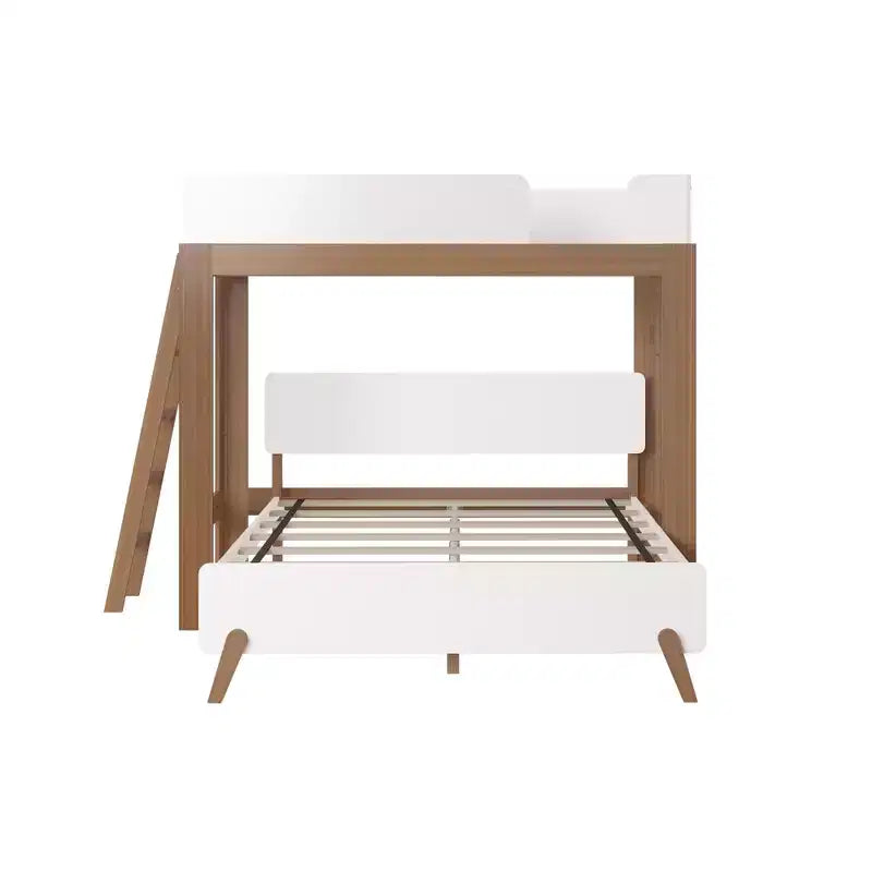 Twin over Queen L-Shaped Bunk Bed with Solid Wood Frame