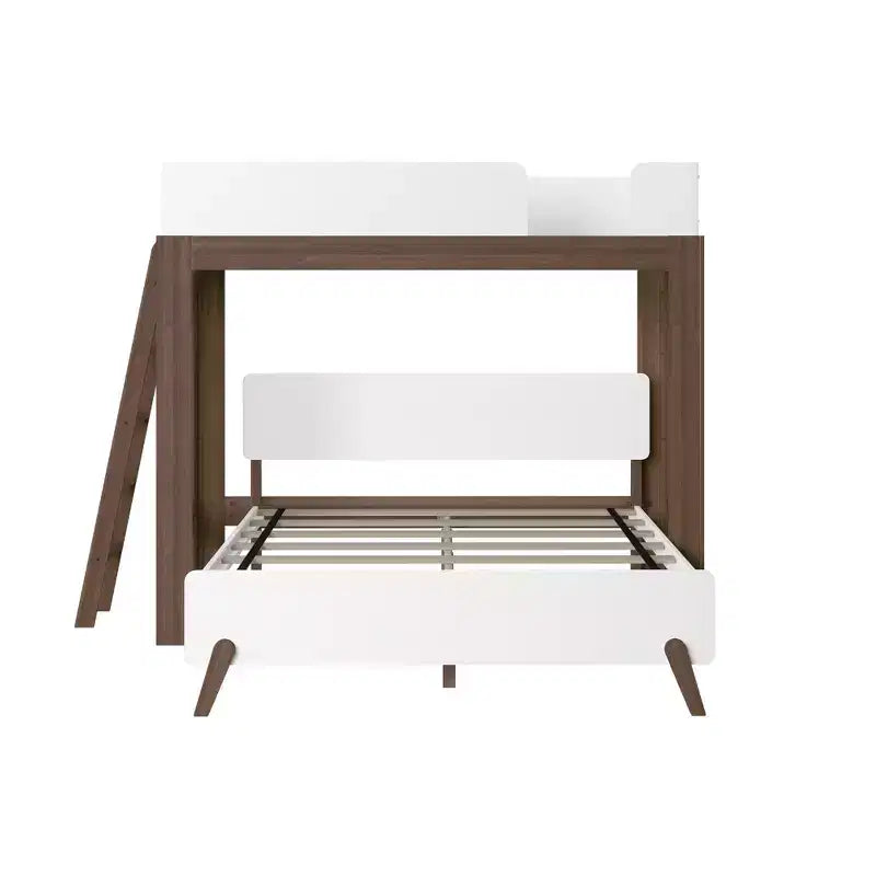 Twin over Queen L-Shaped Bunk Bed with Solid Wood Frame