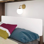 Letto a castello a L con letto singolo sopra matrimoniale e struttura in legno massello