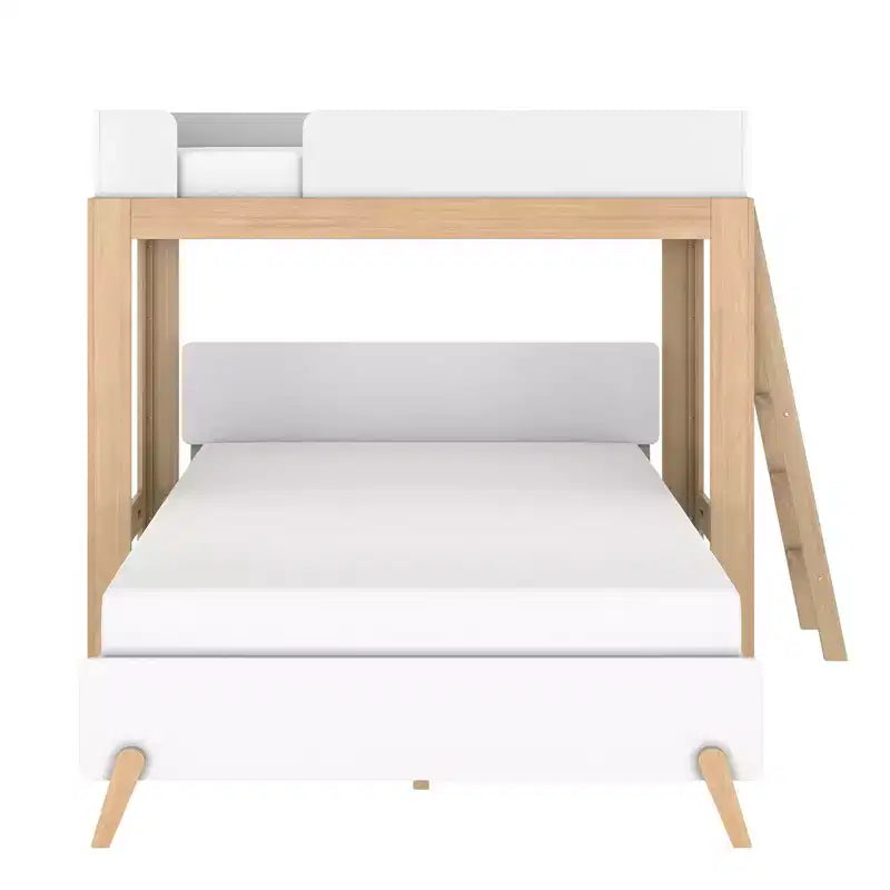 Twin over Queen L-Shaped Bunk Bed with Solid Wood Frame