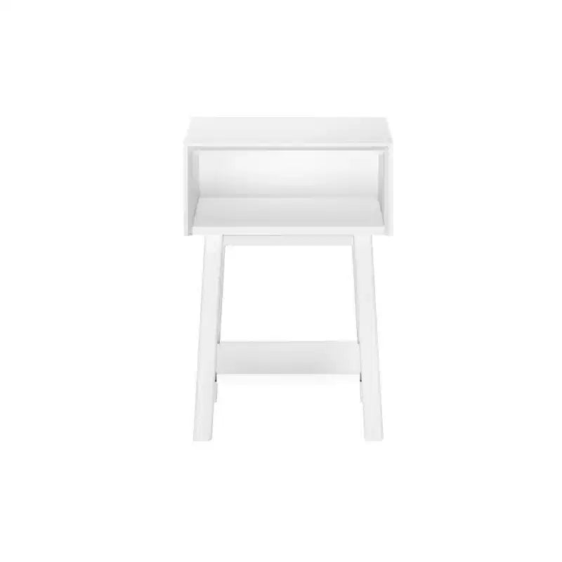 Nightstand with Cubby Shelf and Open Shelf, Solid Wood Bedside Table